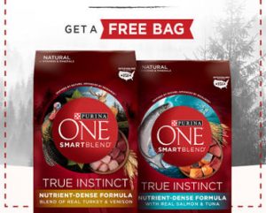 FREE Bag of Purina One True Instinct Dog or Cat Food